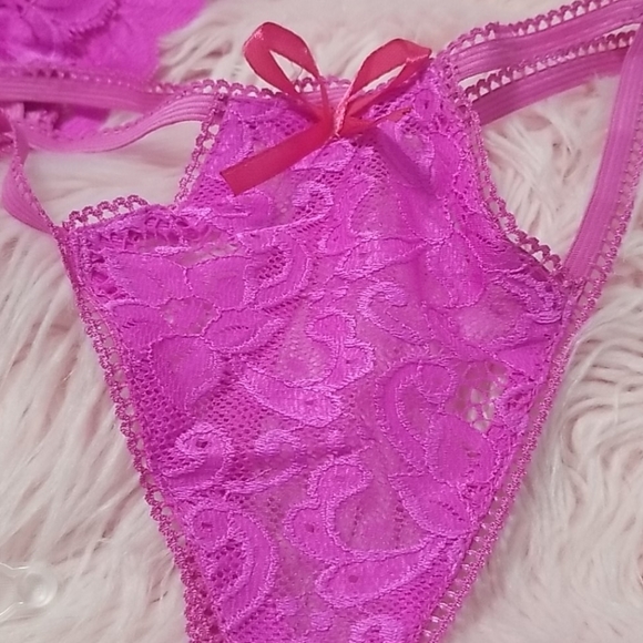 Pink strappy bra garter lingerie - Picture 8 of 10